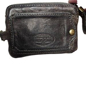 Fossil Vintage Y2K 90's Leather Coin Cash Pouch Belt strap Card holder Key Chain